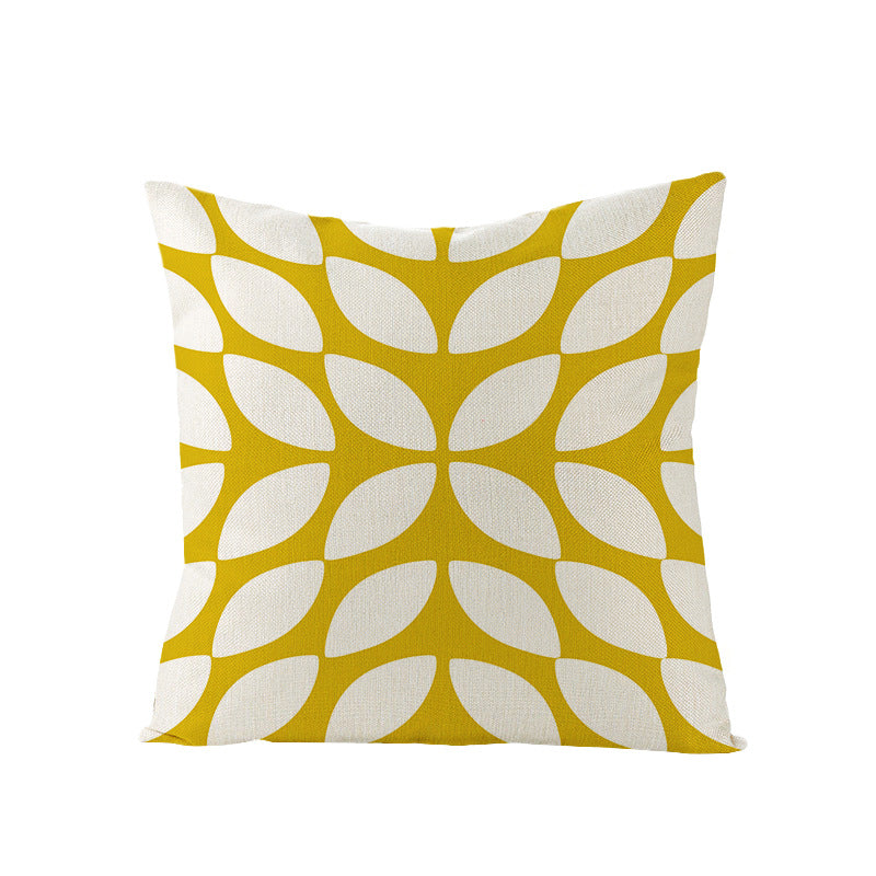 Modern Mid-Century Triangle Pattern Linen Cushion Cover with Concealed Zip