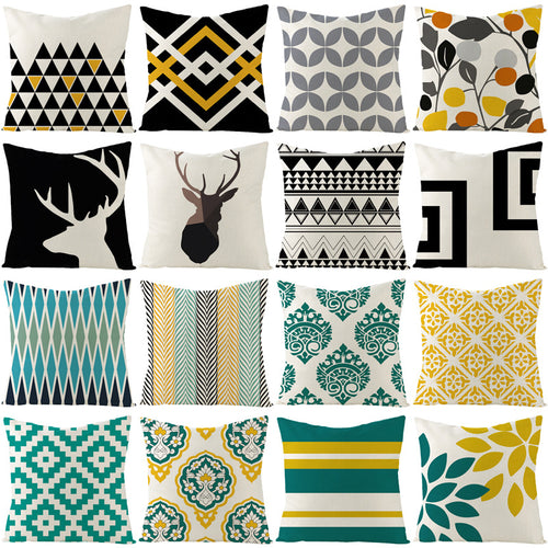 Modern Mid-Century Triangle Pattern Linen Cushion Cover with Concealed Zip