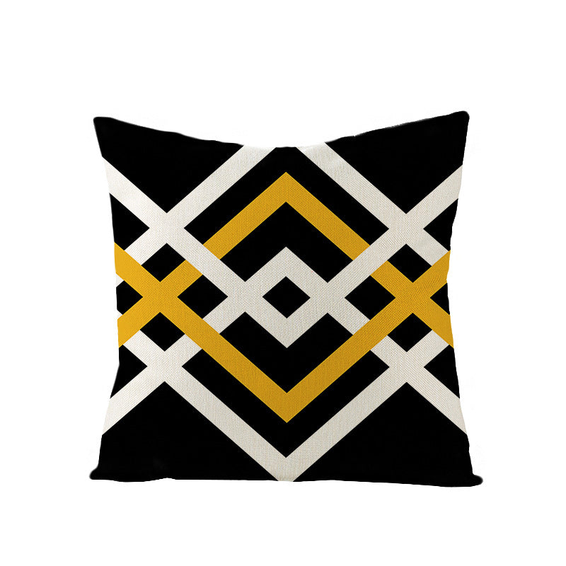 Modern Mid-Century Triangle Pattern Linen Cushion Cover with Concealed Zip