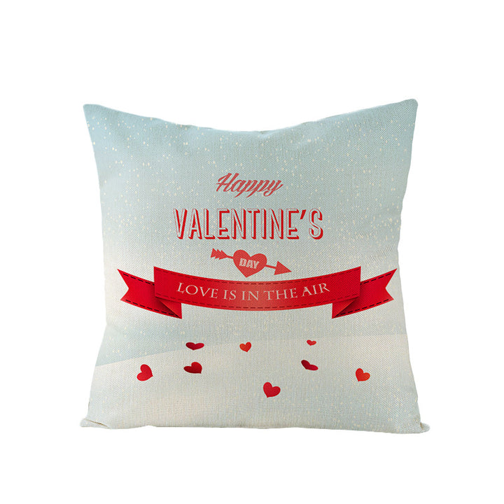 Square Linen-Texture Heart-Tree Decorative Throw Pillow Cover with Concealed Zipper
