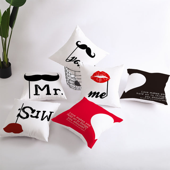 Multilingual Love Typography Decorative Square Pillow Cover with Hidden Zipper