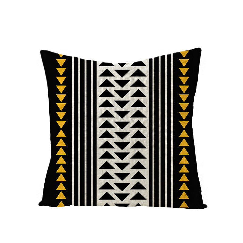 Modern Mid-Century Triangle Pattern Linen Cushion Cover with Concealed Zip