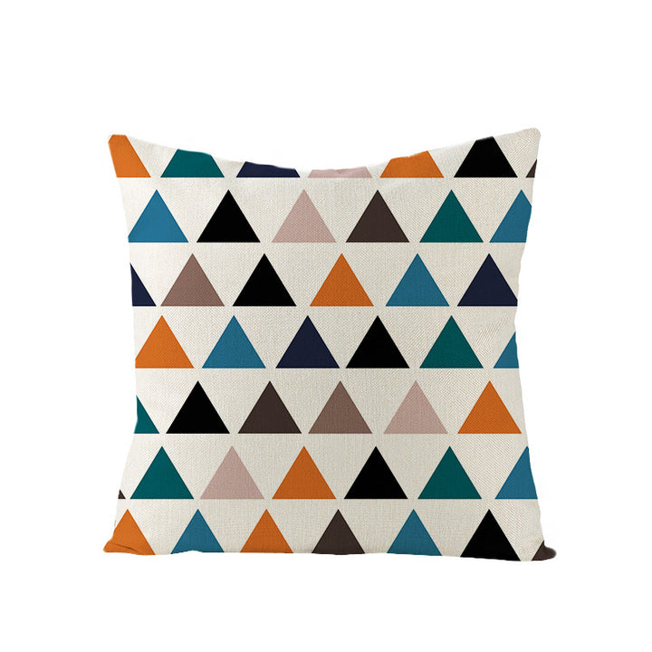 Modern Mid-Century Triangle Pattern Linen Cushion Cover with Concealed Zip