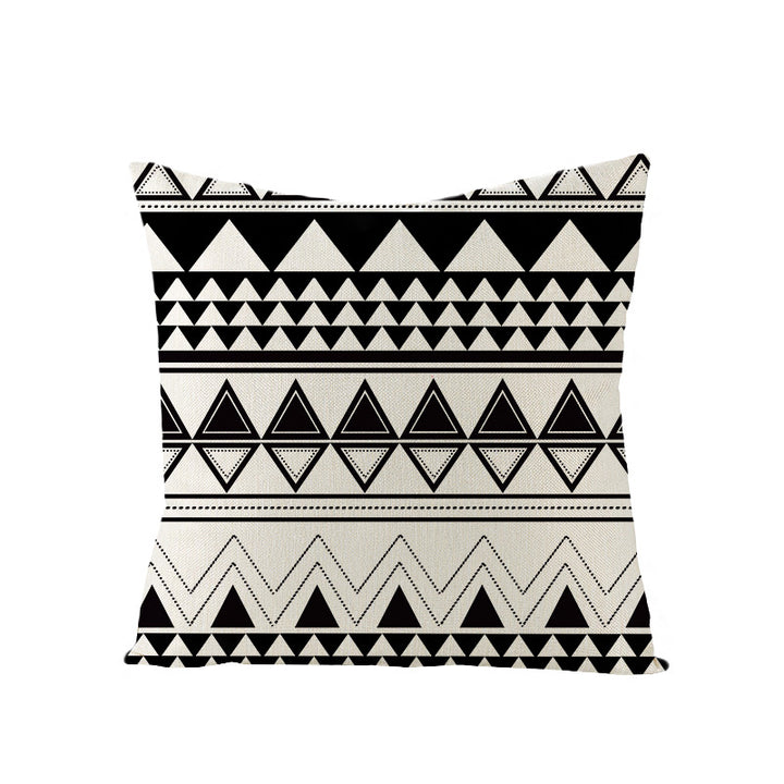 Modern Mid-Century Triangle Pattern Linen Cushion Cover with Concealed Zip