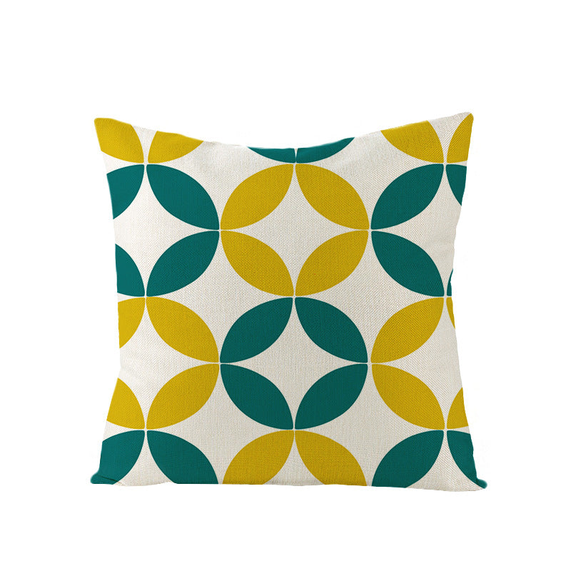 Modern Mid-Century Triangle Pattern Linen Cushion Cover with Concealed Zip
