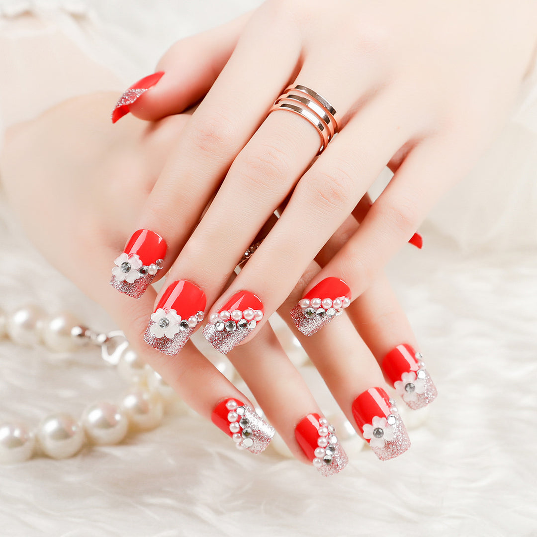 Creative Rhinestone-Embellished Press-On Nail Set