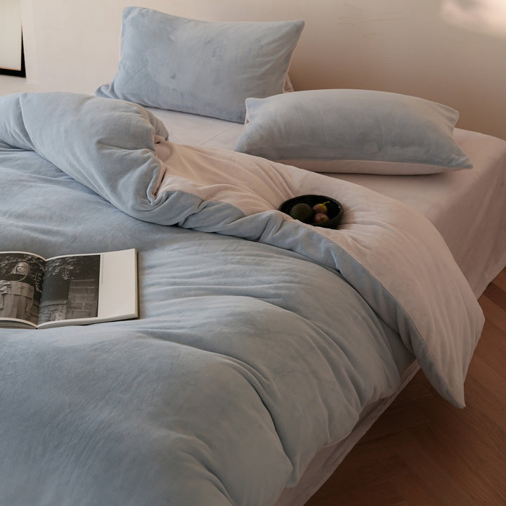 Milk fiber bedding set, 4-piece, winter, solid color