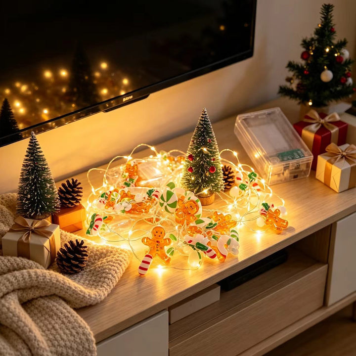 LED Christmas string lights with motifs