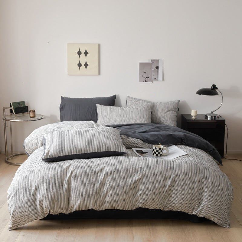 Cotton bedding set, 4-piece, Jacquard