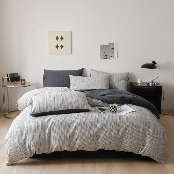 Cotton bedding set, 4-piece, Jacquard