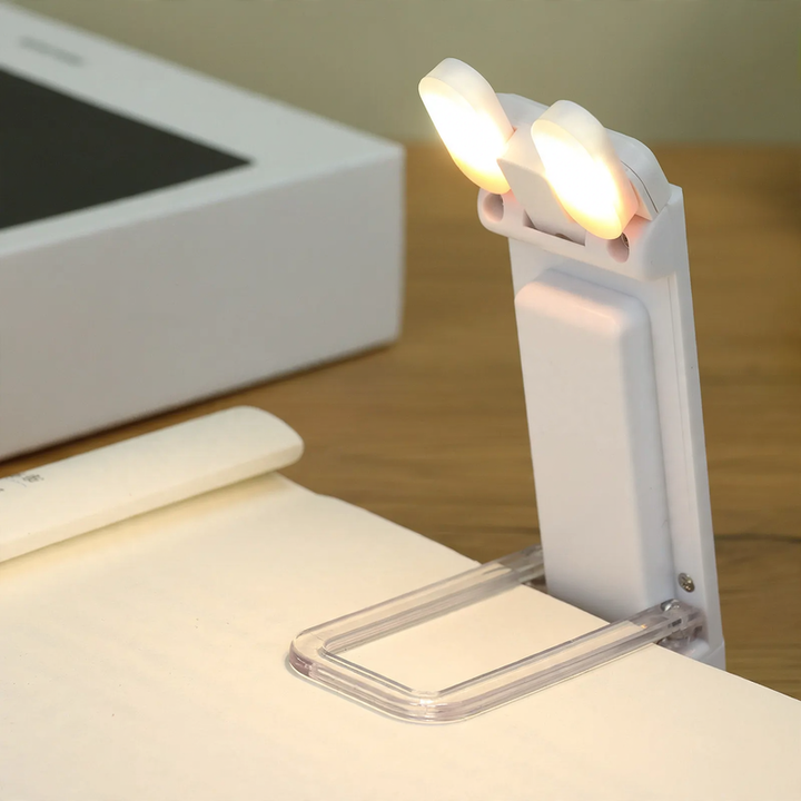 Portable LED clip light for books, USB rechargeable