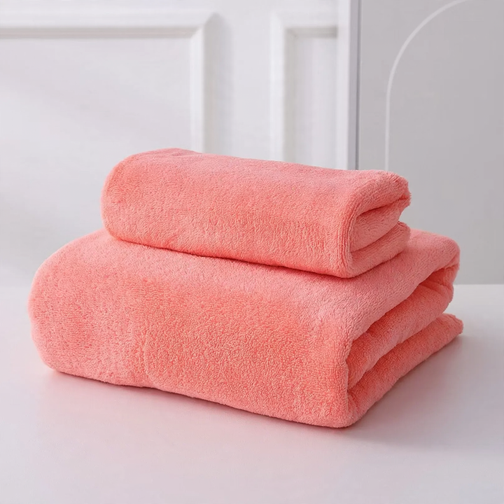 Coral fleece towel and bath towel set