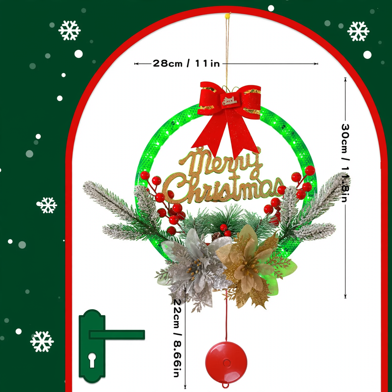 Illuminated Christmas wreath with LED light