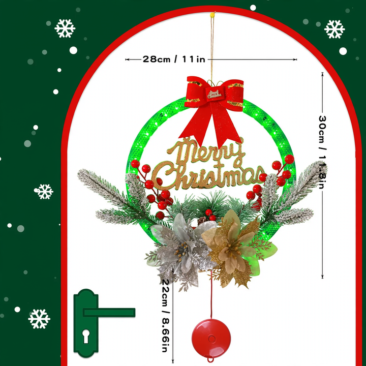 Illuminated Christmas wreath with LED light