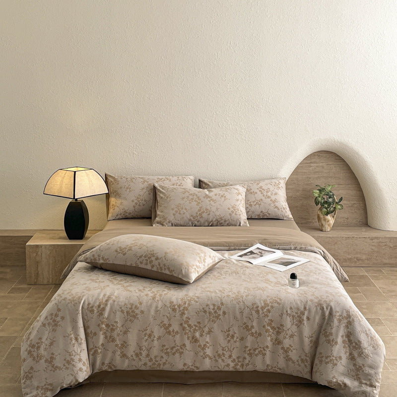 Cotton bedding set, 4-piece, double gauze, floral pattern