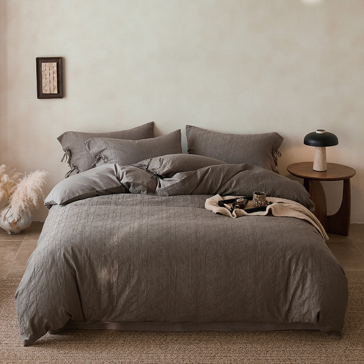 Bedding set made of pure cotton with relief structure