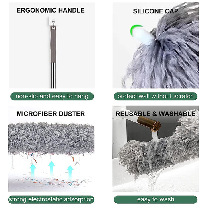 Retractable Washable Curved Microfiber Duster | Bowlift