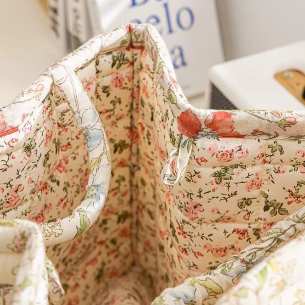 BowLift | Floral Canvas Storage Basket for Home Organization