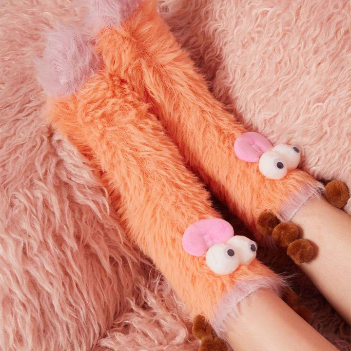 BowLift | Coral velour three-dimensional original socks