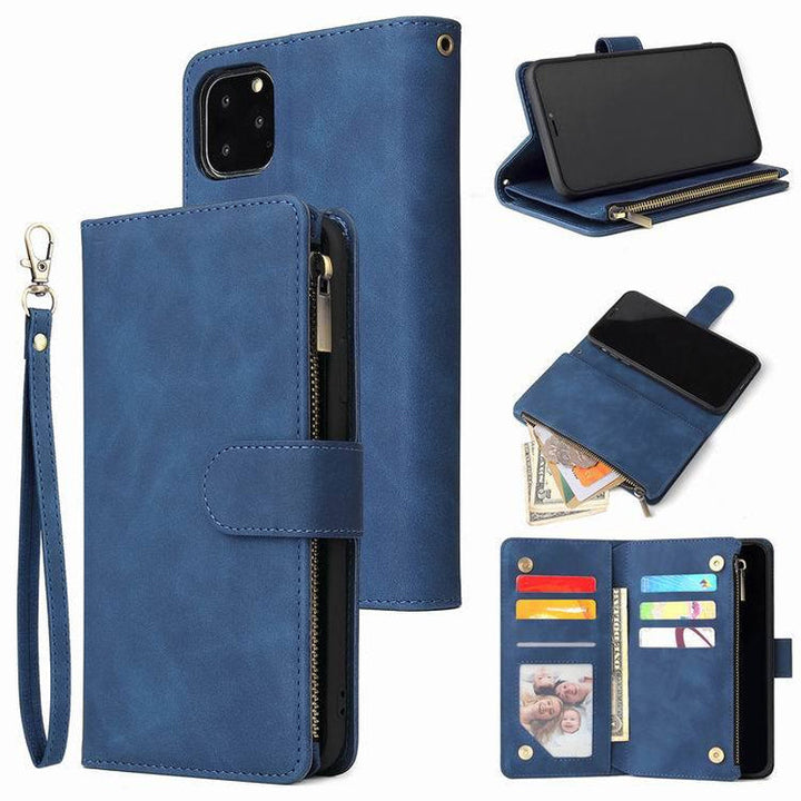 BowLift | Multi-card Zipper Pocket Leather Case for iPhone