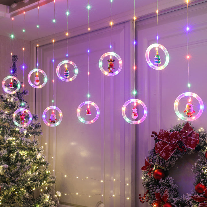 LED curtain lights with festive motifs
