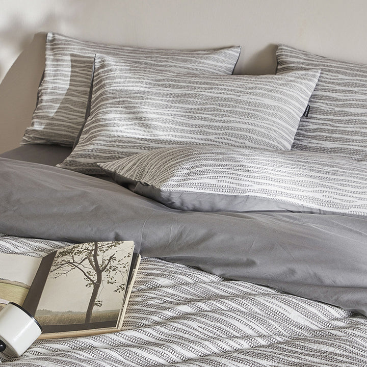 Cotton bedding set, 4-piece, geometric pattern