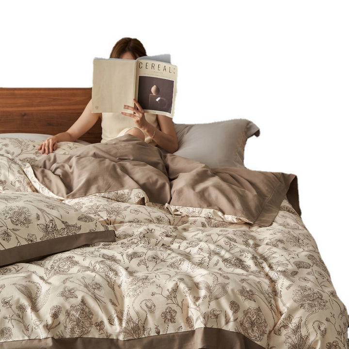 Bedding set made of pure cotton, brushed, floral pattern