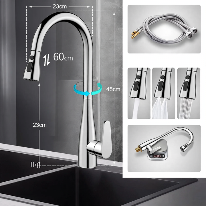 Pull-out kitchen faucet with ceramic valve