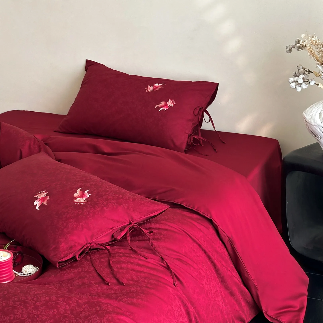 4-piece bed linen set, 100s long-staple cotton, embroidered