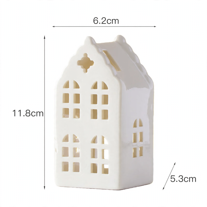 Decorative candle house made of white porcelain