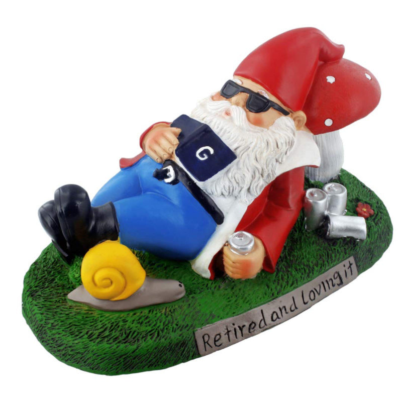 Whimsical Relaxing Gnome Figurine