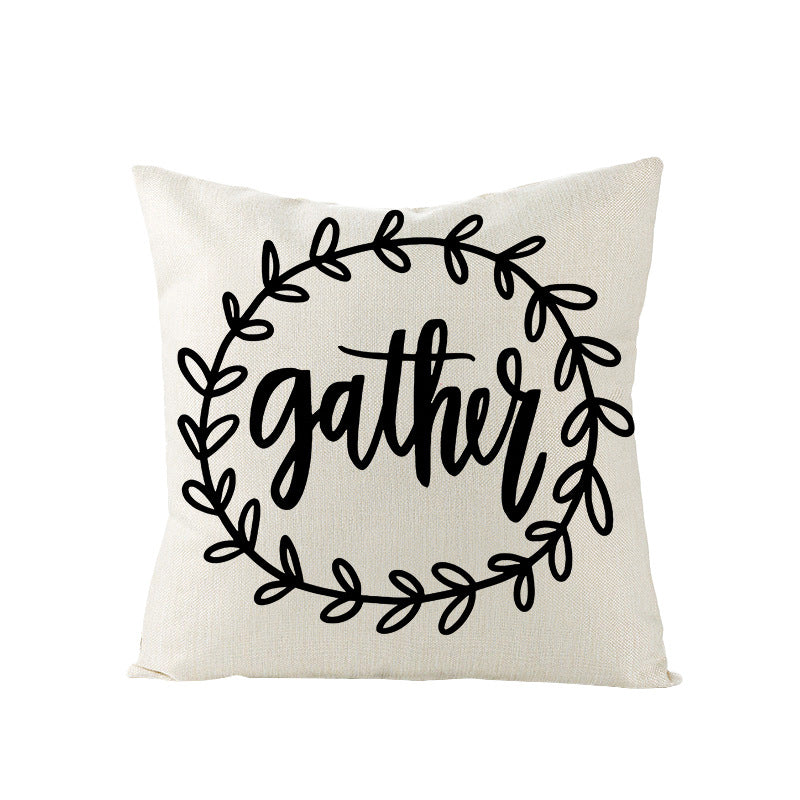 Concentric Square Linen-Texture Throw Pillow Cover with Modern Geometric Print