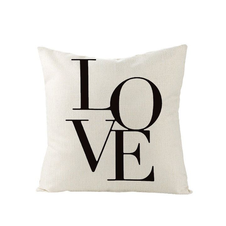 Concentric Square Linen-Texture Throw Pillow Cover with Modern Geometric Print