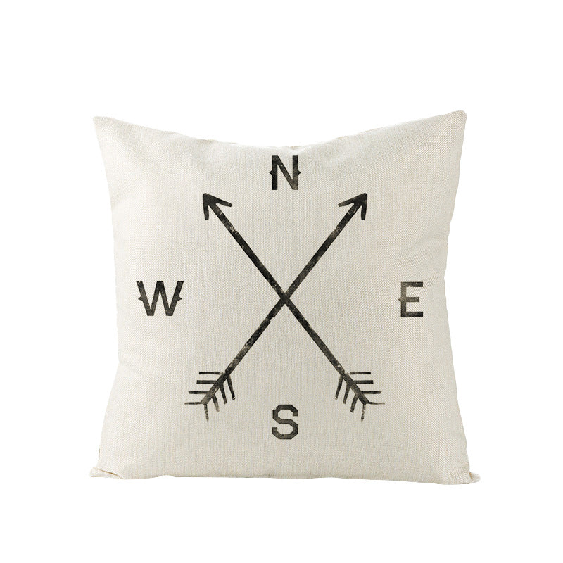 Concentric Square Linen-Texture Throw Pillow Cover with Modern Geometric Print