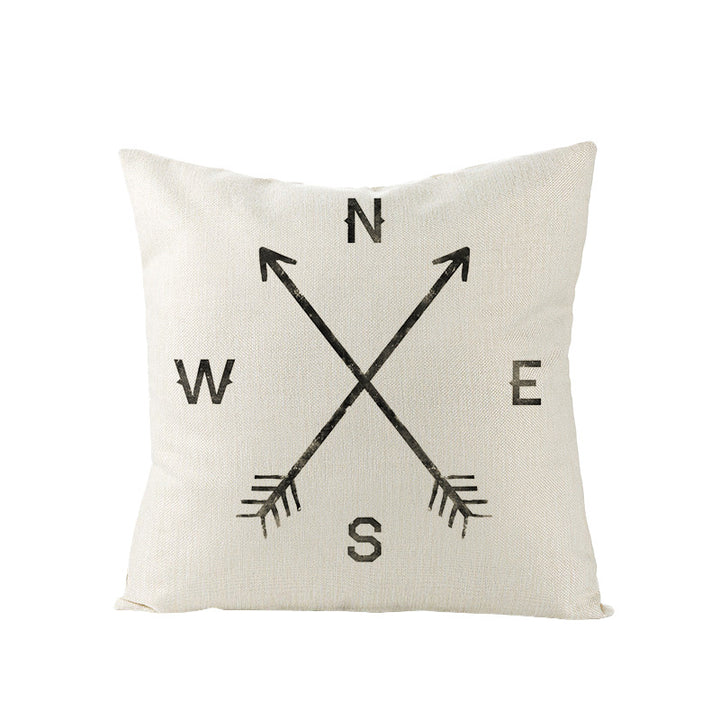 Concentric Square Linen-Texture Throw Pillow Cover with Modern Geometric Print