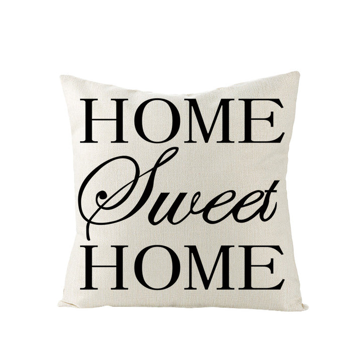 Concentric Square Linen-Texture Throw Pillow Cover with Modern Geometric Print