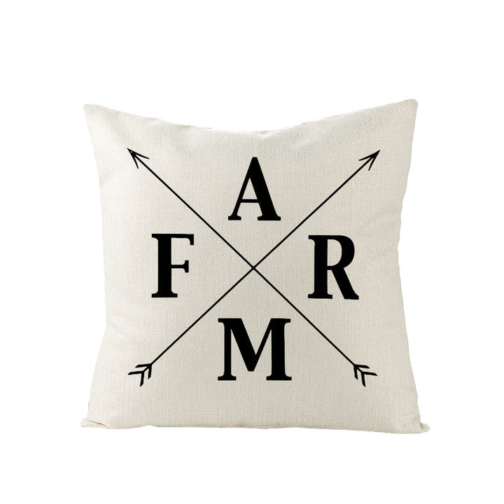 Concentric Square Linen-Texture Throw Pillow Cover with Modern Geometric Print