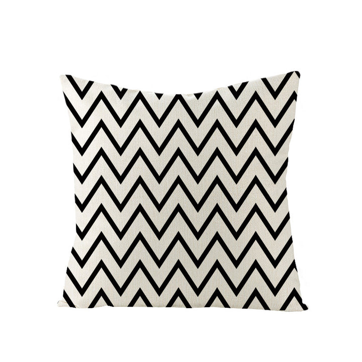 Concentric Square Linen-Texture Throw Pillow Cover with Modern Geometric Print