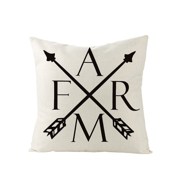 Concentric Square Linen-Texture Throw Pillow Cover with Modern Geometric Print