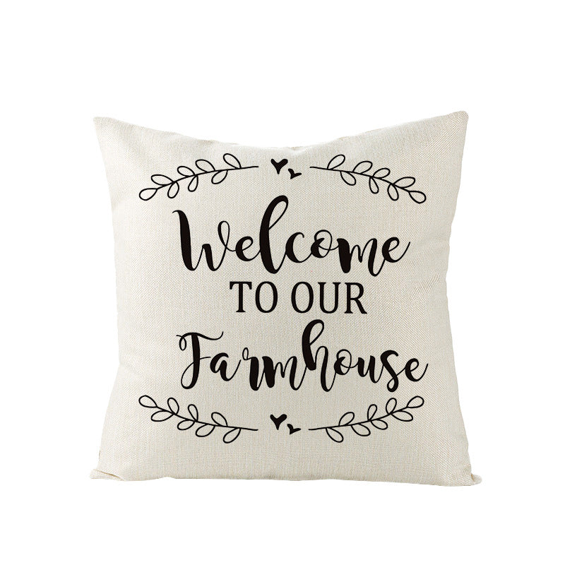 Concentric Square Linen-Texture Throw Pillow Cover with Modern Geometric Print