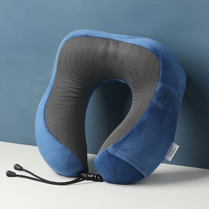 U-shaped neck pillow made of memory foam with storage