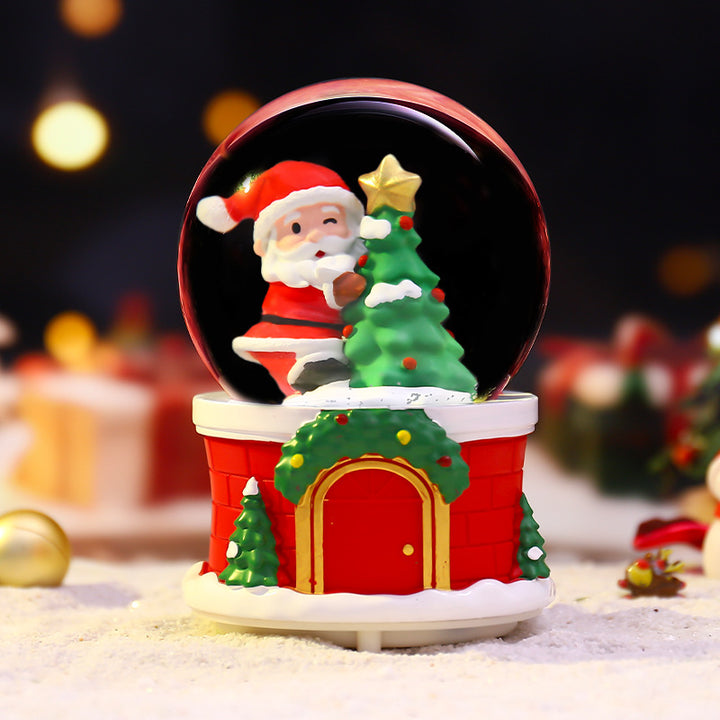 Christmas snow globe with light, music, and snow effect