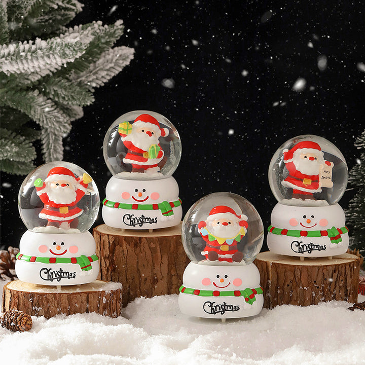 Handcrafted Christmas snow globe with light