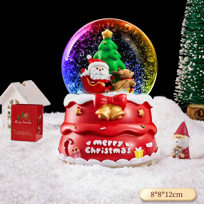 Christmas music box with snow globe effect