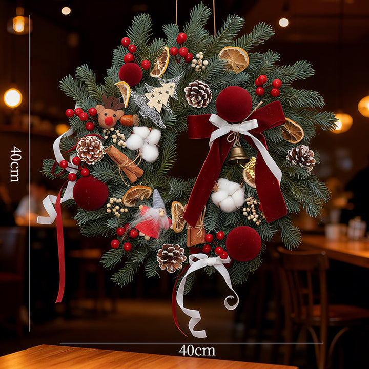 Christmas wreath with balls and lighting