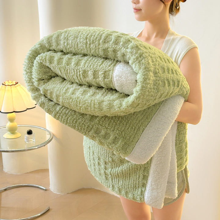 Versatile coral fleece blanket with relief pattern