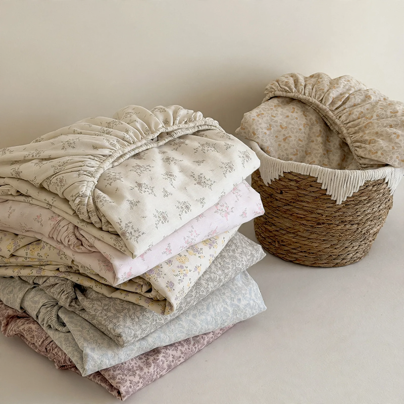 Cotton fitted sheet set, 3-piece, with pillowcases