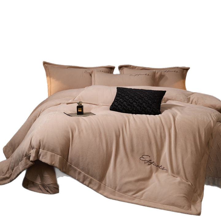Heavy Milk Fiber Fleece Bedding Set, Solid Color