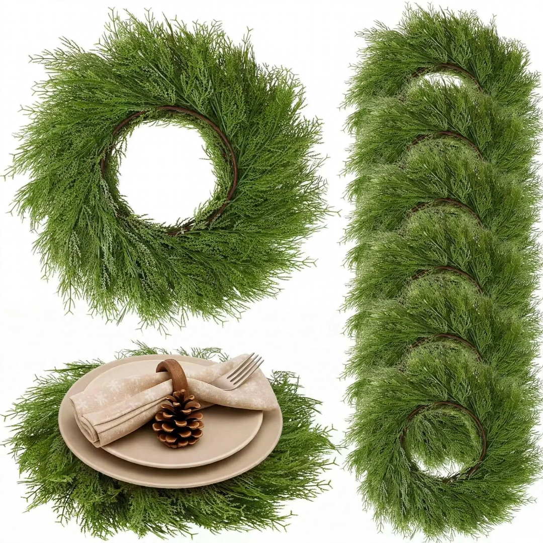 Artificial Christmas wreath made of cypress branches
