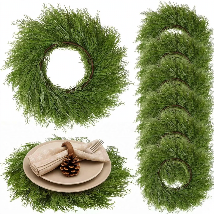 Artificial Christmas wreath made of cypress branches